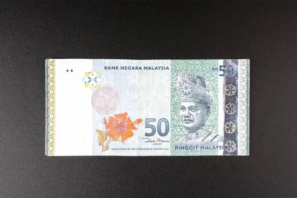 Banknotu Malaysian Ringgit Czarnej Powierzchni — Zdjęcie stockowe