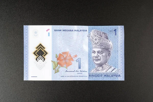 Malaysian Ringgit Banknote Black Surface — Stock Photo, Image