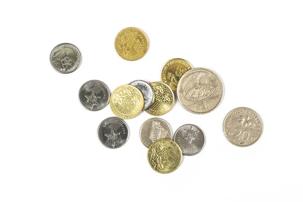 Some Malaysian Ringgit Coins White Surface — Stock Photo, Image