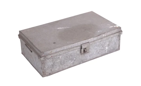 Old Metal Box Isolated White Background Used Shipping Goods — Stock Photo, Image