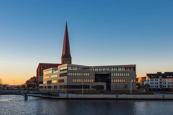 Puerto Ciudad Por Mañana Rostock Alemania —  Fotos de Stock