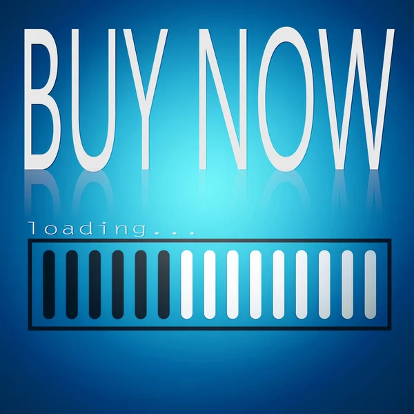 Buy Now Word Blue Loading Bar Rendering — Stock Photo, Image