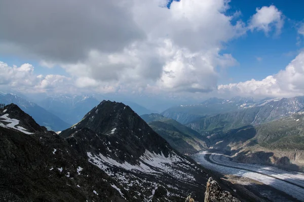 Льодовик Aletsch Найбільший Європейський Льодовик Східної Пекстон Швейцарського Кантону Вале — стокове фото
