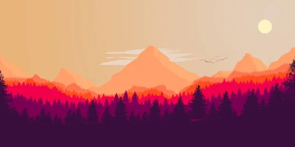 Forest Mountain Silhouette Vector Illustration — 스톡 사진