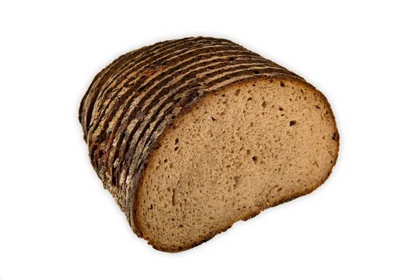 Dilim Çavdar Ekmeği Beyaz Arka Plan Üzerinde Izole Somun — Stok fotoğraf