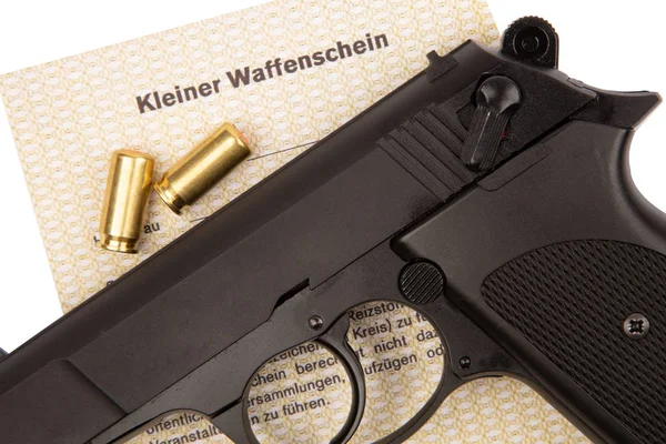 Tekst Języku Niemieckim Certyfikat Broni Strzeleckiej Niemczech Pozwala Strzelby Pistolety — Zdjęcie stockowe