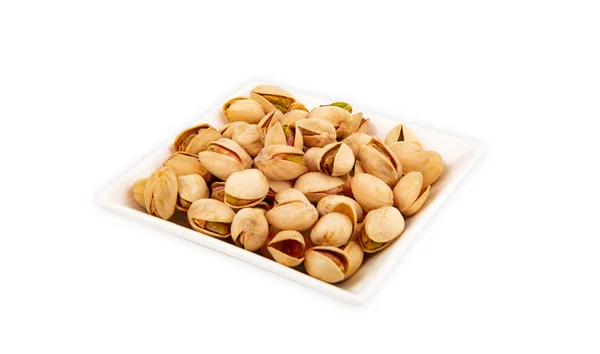 Tasty Pistachio Nuts Bowl Isolated White Background — Stock Photo, Image