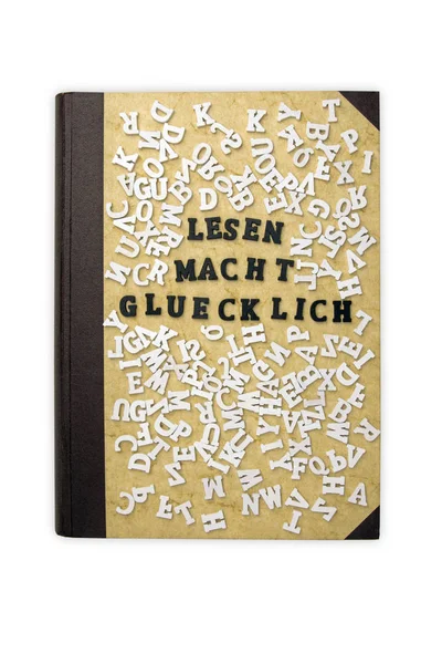 Koncepcja Lesen Macht Gluecklich Oznacza Czytanie Sprawia Szczęśliwy Listów Zabawka — Zdjęcie stockowe