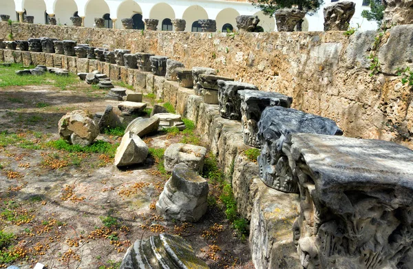 Ruïnes Delen Van Romeinse Zuilen Een Tuin Carthago Tunesië — Stockfoto
