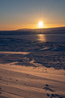 Sunrise on a cold winter day in Iceland, Europe clipart