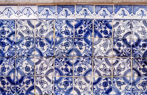 Painel Azulejos Históricos Com Motivos Florais Geométricos Miradouro Santa Luzia — Fotografia de Stock
