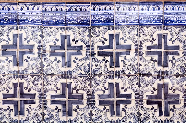 Painel Azulejos Históricos Com Motivos Geométricos Miradouro Santa Luzia Lisboa — Fotografia de Stock