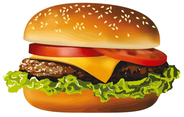 Hamburguesa Con Queso Comida Rápida Comida Americana Clásica Sabrosa Ilustración —  Fotos de Stock