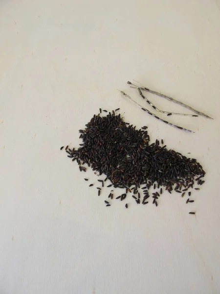 Черный Чай Деревянной Ложке Фоне Зеленого Листа — стоковое фото