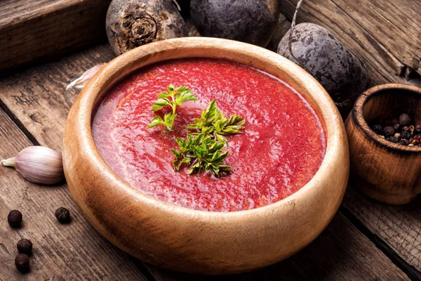 Rote Bete Cremige Suppe Bowl Traditional Ukrainisch Russisch Polnische Rübensuppe — Stockfoto