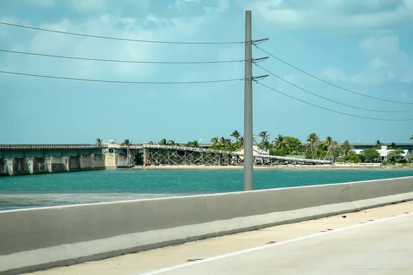Tengerentúli Autópálya Híd Floridában Key Szigetek — Stock Fotó