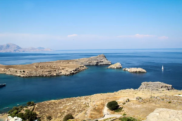 Vista Del Puerto Bahía Lindos Rodas — Foto de Stock