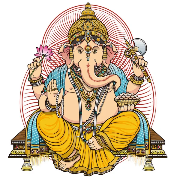 Sentado Ganesha Hindú Señor Bendecir Mitología Bendecir Dios Ilustración Asia — Foto de Stock