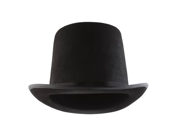 白の背景に隔離された黒のヴィンテージトップ帽子 — ストック写真
