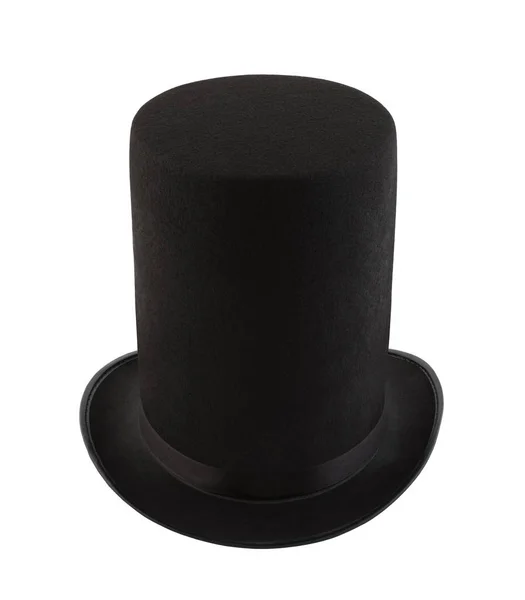 Extra Alto Chapéu Superior Vintage Preto Isolado Fundo Branco — Fotografia de Stock