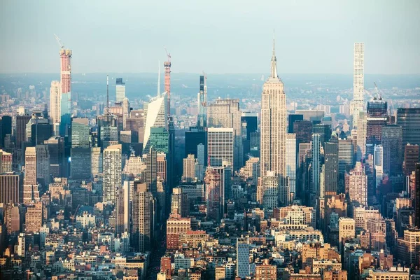 Letecký Pohled Panorama New Yorku Městské Mrakodrapy — Stock fotografie