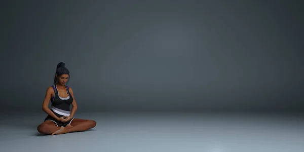 ロータス ヨガ女性シンプル背景 — ストック写真