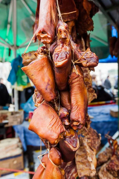 Seleccionado Asortiman Carne Ahumada Comida Tradicional Nacional Serbia Hecha Mano — Foto de Stock