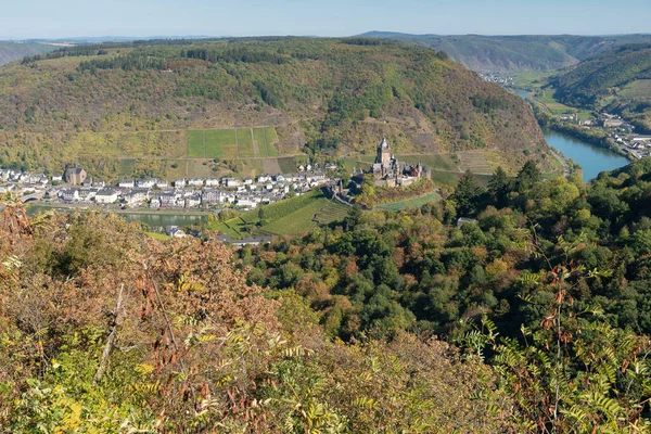 Blick Auf Die Stadt Cochem Der Mosel Deutschland Europa — Stockfoto