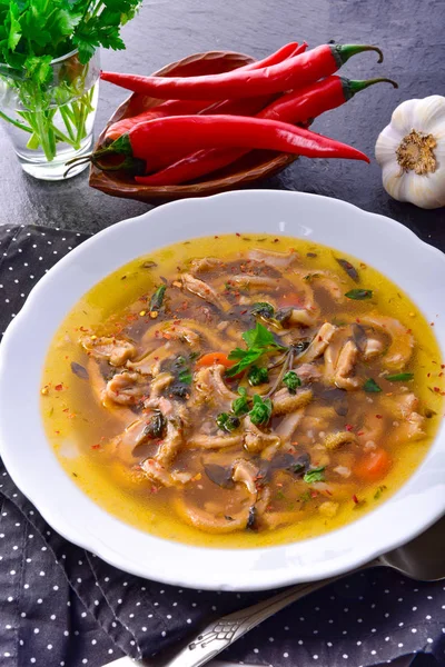 Soupe Tripe Traditionnelle Polonaise Avec Bœuf Légumes — Photo