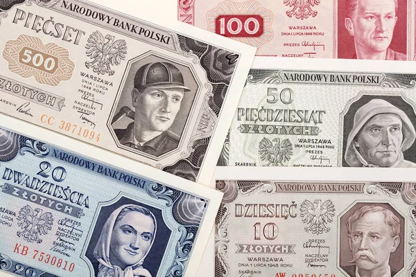 Dinheiro Polonês Velho Zloty Contexto Negócios — Fotografia de Stock