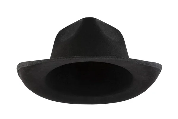 Siyah Retro Şapka Kırpma Yolu Ile Beyaz Arkaplanda Izole — Stok fotoğraf