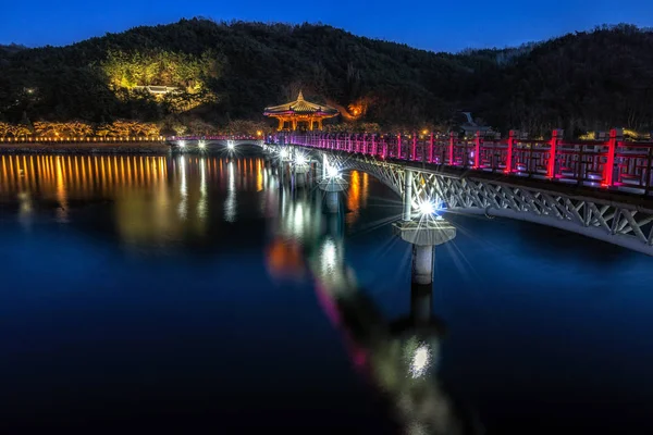 Ponte Woryeonggyo Andong Preso Notte Woryeonggyo Famoso Ponte Pedonale Legno — Foto Stock