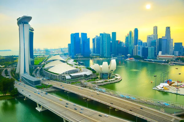 Panorama Města Singapur Pohled Vyhlídkového Kola Singapore Flyer — Stock fotografie