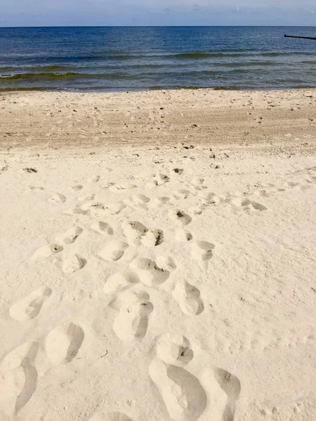 Footprints Sand Beach Baltic Sea — Stock Photo, Image