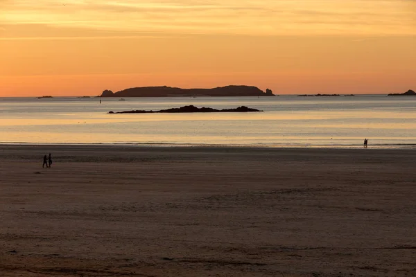 Belleza Vista Del Atardecer Desde Playa Saint Malo Bretaña Francia — Foto de Stock