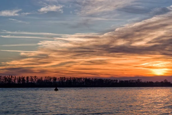 Sonnenuntergang Der Elbe Hamburger Hafen — Stockfoto