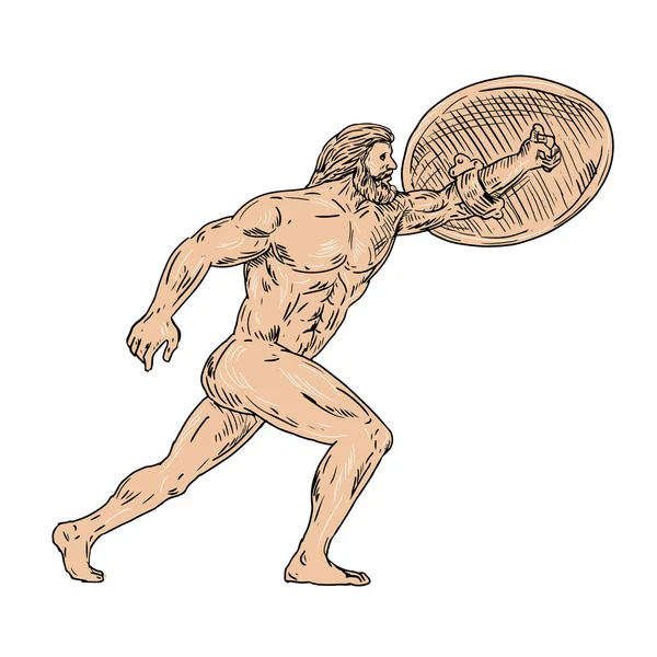 Rita Skiss Stil Illustration Hercules Gudomliga Romersk Hjälte Och Gud — Stockfoto