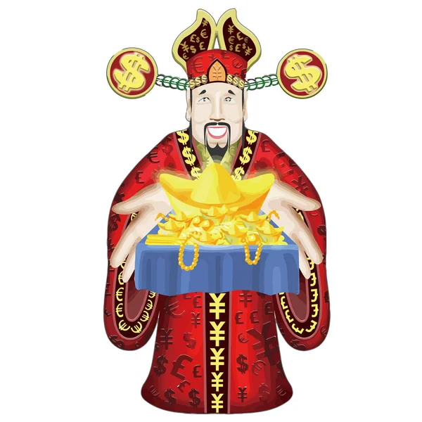 Gold Caishen Wohlstand China Glückliches Neues Jahr Glück Geld Illustration — Stockfoto