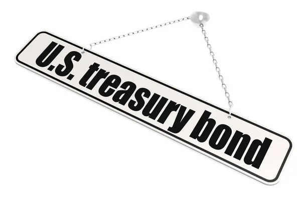 Treasury Bond Ordet Hänga Bannern Väggen Rendering — Stockfoto