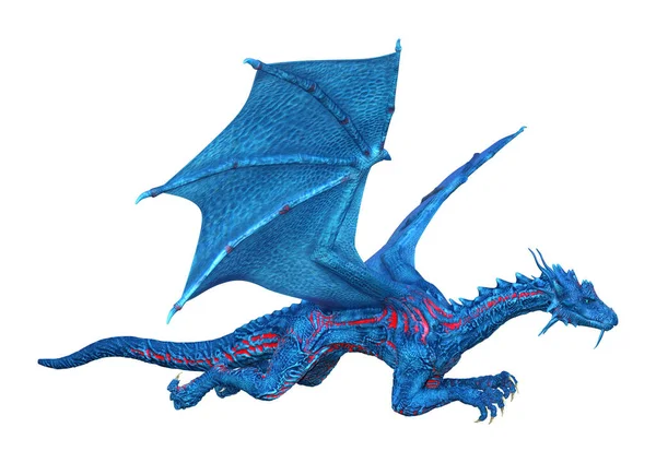 Representación Dragón Fantasía Azul Aislado Sobre Fondo Blanco — Foto de Stock