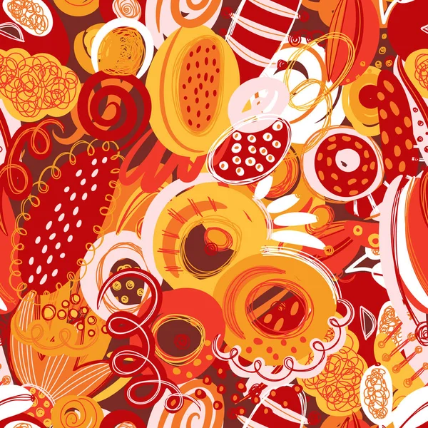 Naadloze Patroon Vector Met Hand Getrokken Abstracte Vormen Krabbels Spirales — Stockfoto