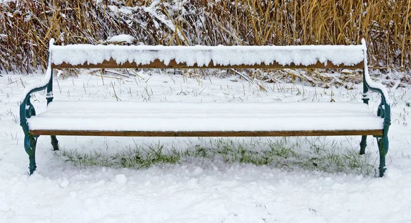 雪に囲まれたスノーガーデンベンチ タツマンズドルフ オーストリア — ストック写真