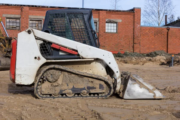 Mini Rypadlo Bobcat Stojící Staveništi — Stock fotografie