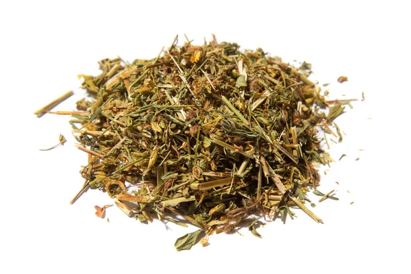 John Wort Tea Dry Leaves Blossoms White Background — Stock Photo, Image