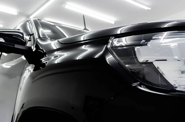 Деталі Автомобіля Крупним Планом Чистий Чорний Автомобіль — стокове фото