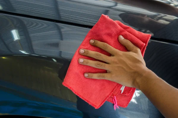 Hand Microfiber Cloth Wipe Car Clean — Stock Photo, Image