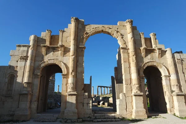 Αψίδα Του Θριάμβου Στη Γεράσα Jerash Ιορδανία — Φωτογραφία Αρχείου