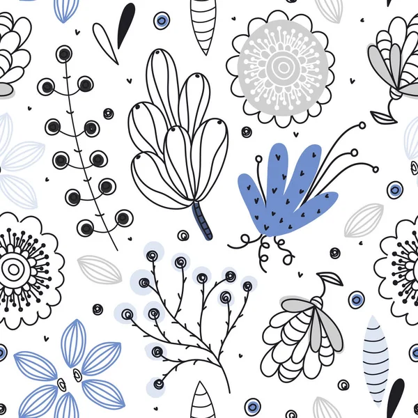 Floral Seamless Pattern Hand Drawn Creative Flowers Colorful Artistic Background — Stock Photo, Image