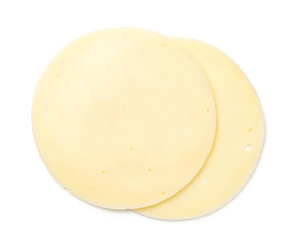 Mozzarella Cheese Slices Isolated White Background Top View — Stock Photo, Image