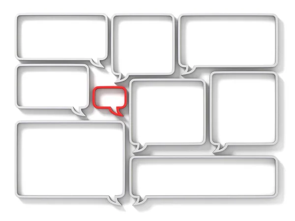 Sprechblasen Unterschiedlicher Größe Mit Einer Roten Darstellung Isoliert Auf Weißem — Stockfoto